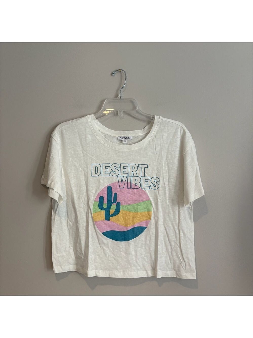 VENUS White Desert Vibes Cropped 100% Cotton Graphic Tee Size S